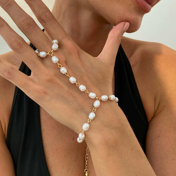 Fashion Handmade Women's Imitation Pearl Geometric Style Ring Bracelet