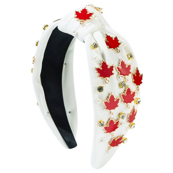 Fashion Headband Alloy Rhinestone Inlaid Turkey Maple Design For Women