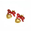 Fashion Heart Bow Stainless Steel 18K Gold Electroplated Women's Earrings