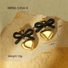 Fashion Heart Bow Stainless Steel 18K Gold Electroplated Women's Earrings