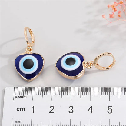 Fashion Heart Devil Eye Earrings Necklace