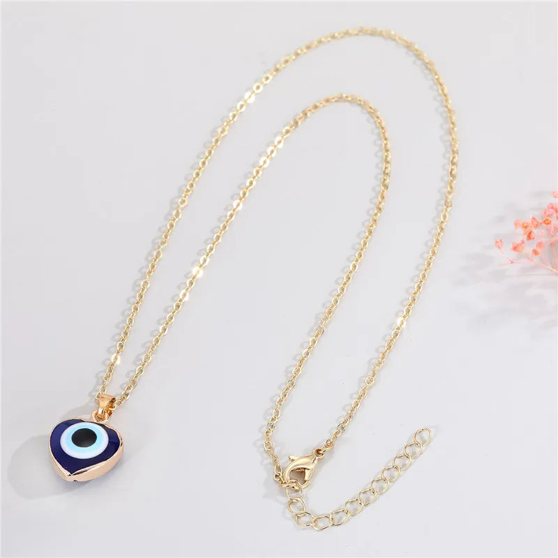 Fashion Heart Devil Eye Earrings Necklace