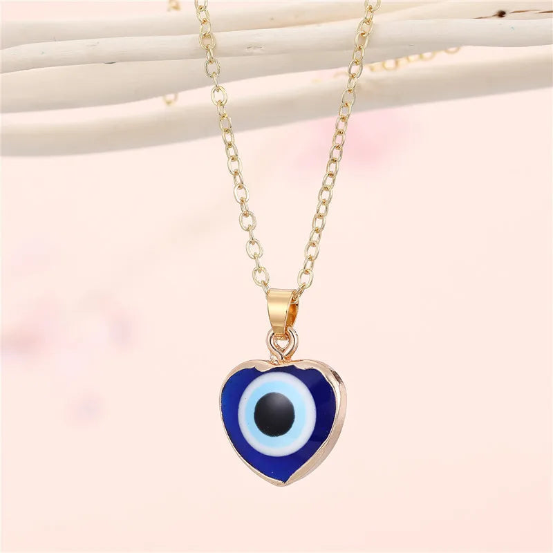 Fashion Heart Devil Eye Earrings Necklace