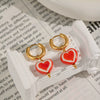 Fashion Heart Oil Drop Flower Earrings For Women Stainless Steel Electroplated Jewelry