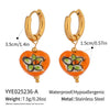 Fashion Heart Oil Drop Flower Earrings For Women Stainless Steel Electroplated Jewelry