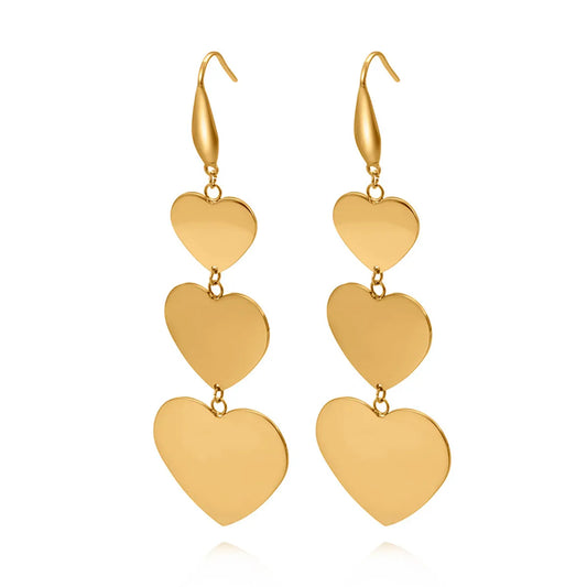 Ins Style Retro Fashion Heart Stainless Steel Plating No Inlaid Earrings