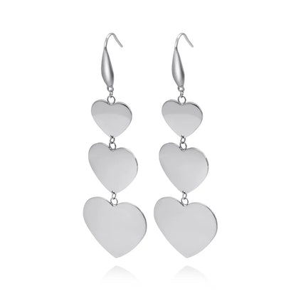 Ins Style Retro Fashion Heart Stainless Steel Plating No Inlaid Earrings