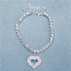 Fashion Heart Rhinestone Anklet Women'S Beach Trend Simple Anklet