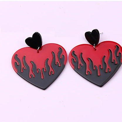 Fashion Heart Shape Acetic Acid Sheets Drop Earrings