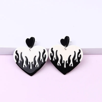 Fashion Heart Shape Acetic Acid Sheets Drop Earrings