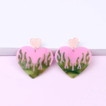 Fashion Heart Shape Acetic Acid Sheets Drop Earrings