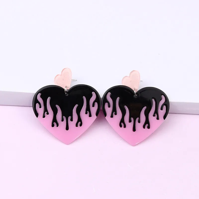 Fashion Heart Shape Acetic Acid Sheets Drop Earrings