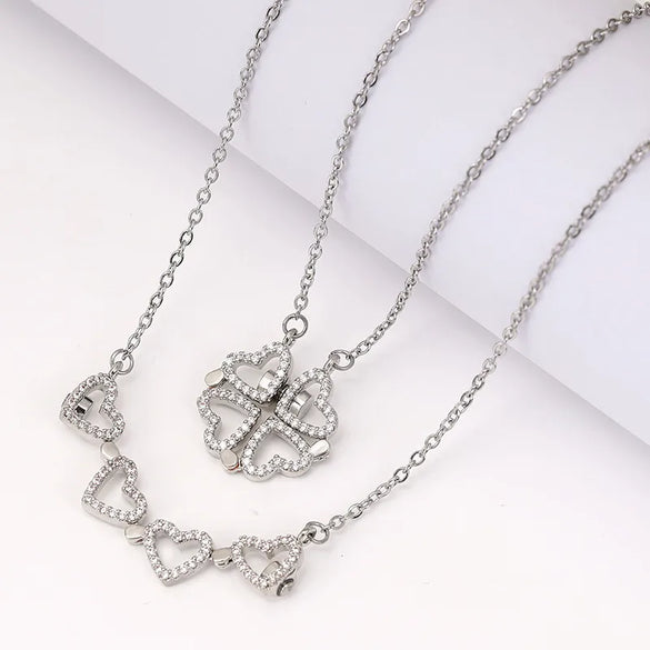 Fashion Heart Shape Alloy Copper Plating Inlay Crystal Pendant Necklace 1 Piece