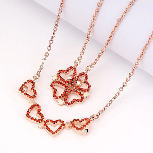 Fashion Heart Shape Alloy Copper Plating Inlay Crystal Pendant Necklace 1 Piece