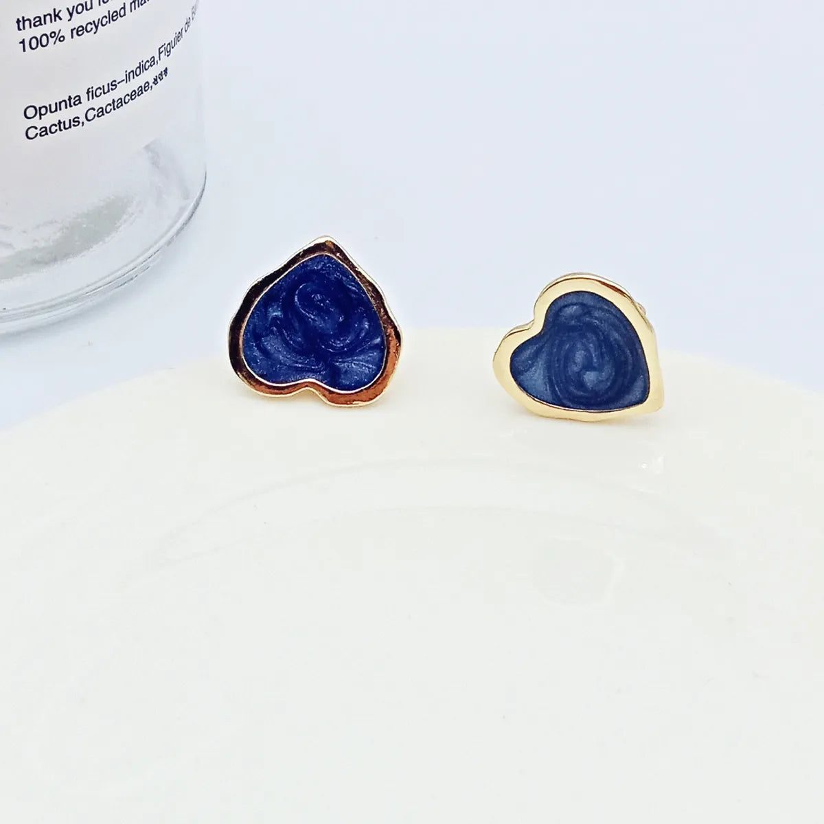 Fashion Heart Shape Alloy Enamel Ear Clips Ear Studs