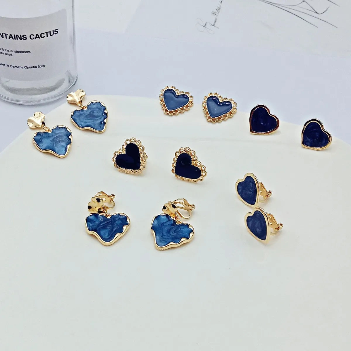 Fashion Heart Shape Alloy Enamel Ear Clips Ear Studs