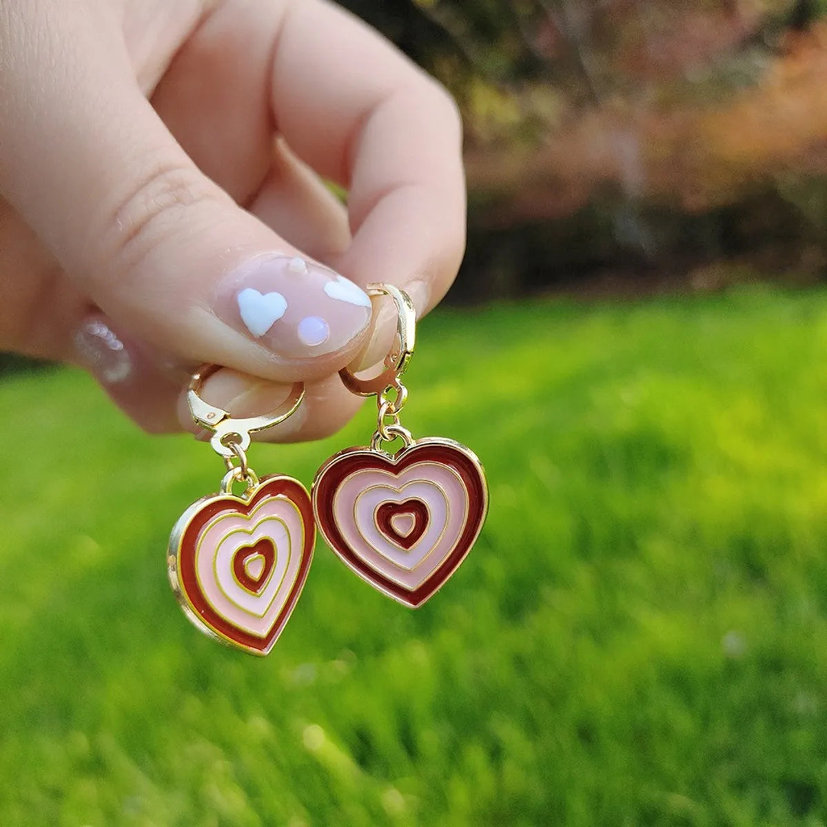 Fashion Heart Shape Alloy Gold Plated Earrings