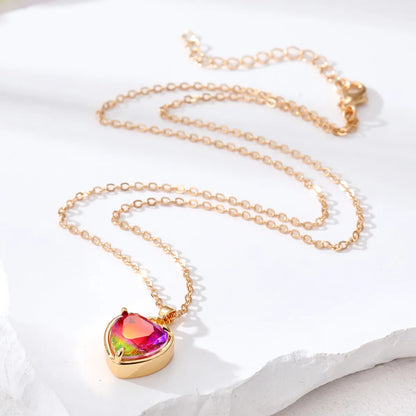 Fashion Heart Shape Alloy Inlay Artificial Crystal Women's Pendant Necklace 1 Piece