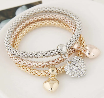 Fashion Heart Shape Alloy Inlay Rhinestone Bracelets