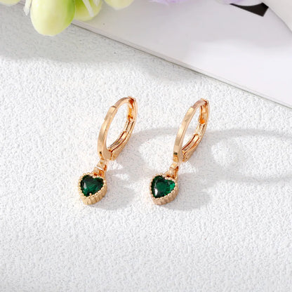 Fashion Heart Shape Alloy Inlay Rhinestone Drop Earrings