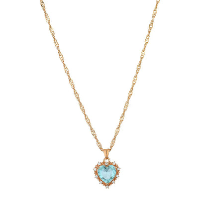 Fashion Heart Shape Alloy Inlay Rhinestone Pendant Necklace 1 Piece