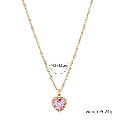 Fashion Heart Shape Alloy Inlay Rhinestone Pendant Necklace 1 Piece