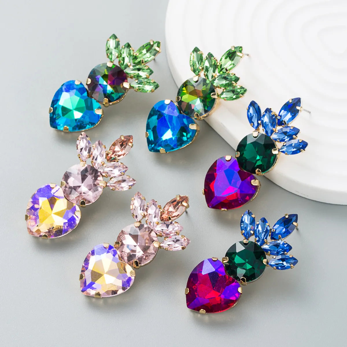 Fashion Heart Shape Alloy Inlay Rhinestones Women's Drop Earrings 1 Pair