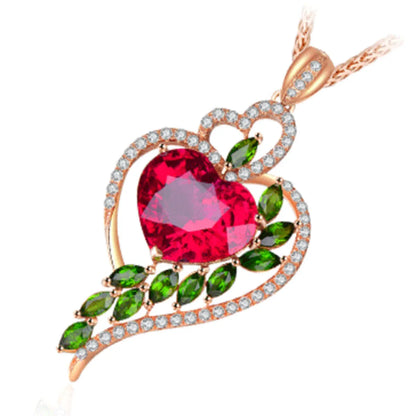 Fashion Heart Shape Alloy Inlay Rhinestones Women'S Pendant Necklace