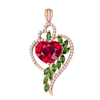 Fashion Heart Shape Alloy Inlay Rhinestones Women'S Pendant Necklace