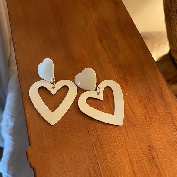 Fashion Heart Shape Plating Alloy Iron Earrings