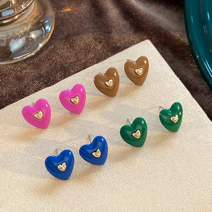 Fashion Heart Shape Alloy Metal No Inlaid Ear Studs