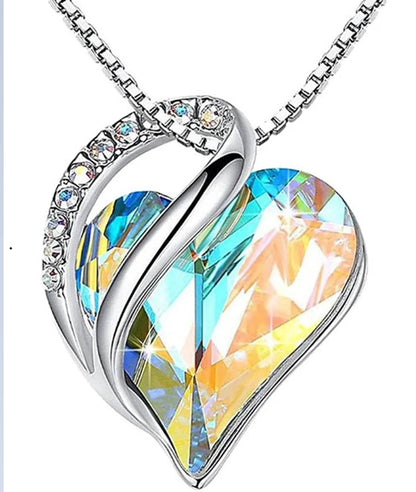 Fashion Heart Shape Alloy Plating Artificial Gemstones Necklace