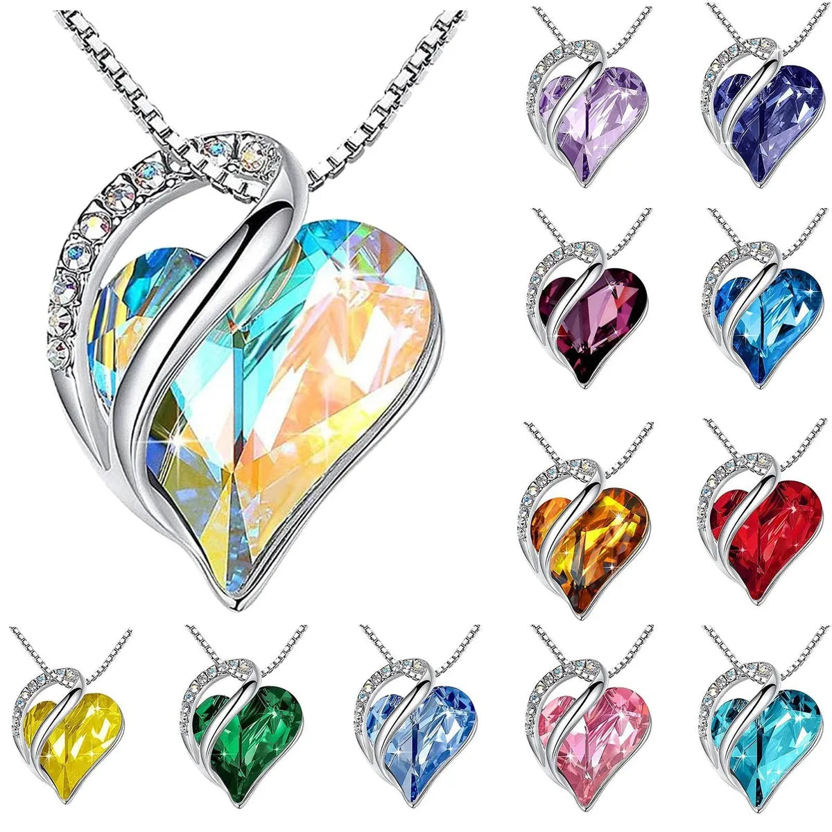 Fashion Heart Shape Alloy Plating Artificial Gemstones Necklace