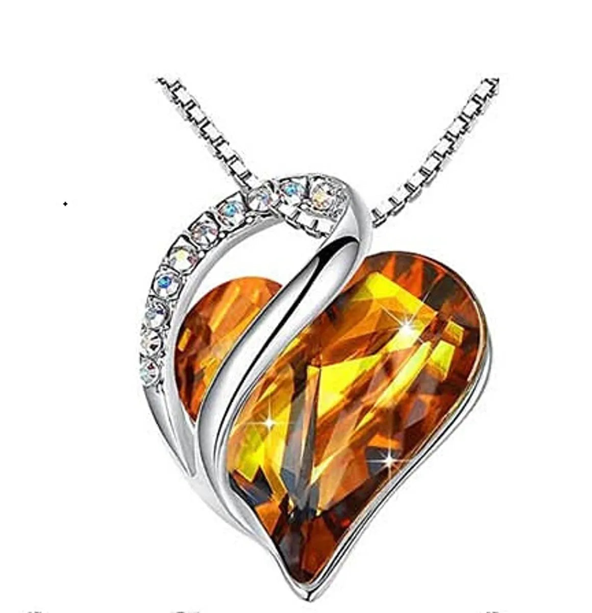 Fashion Heart Shape Alloy Plating Artificial Gemstones Necklace