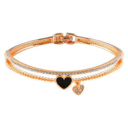 Fashion Heart Shape Alloy Plating Inlay Rhinestones Women'S Bangle 1 Piece