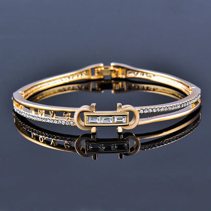 Fashion Heart Shape Alloy Plating Inlay Rhinestones Women'S Bangle 1 Piece