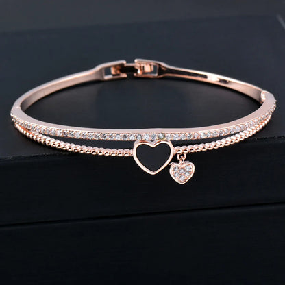 Fashion Heart Shape Alloy Plating Inlay Rhinestones Women'S Bangle 1 Piece