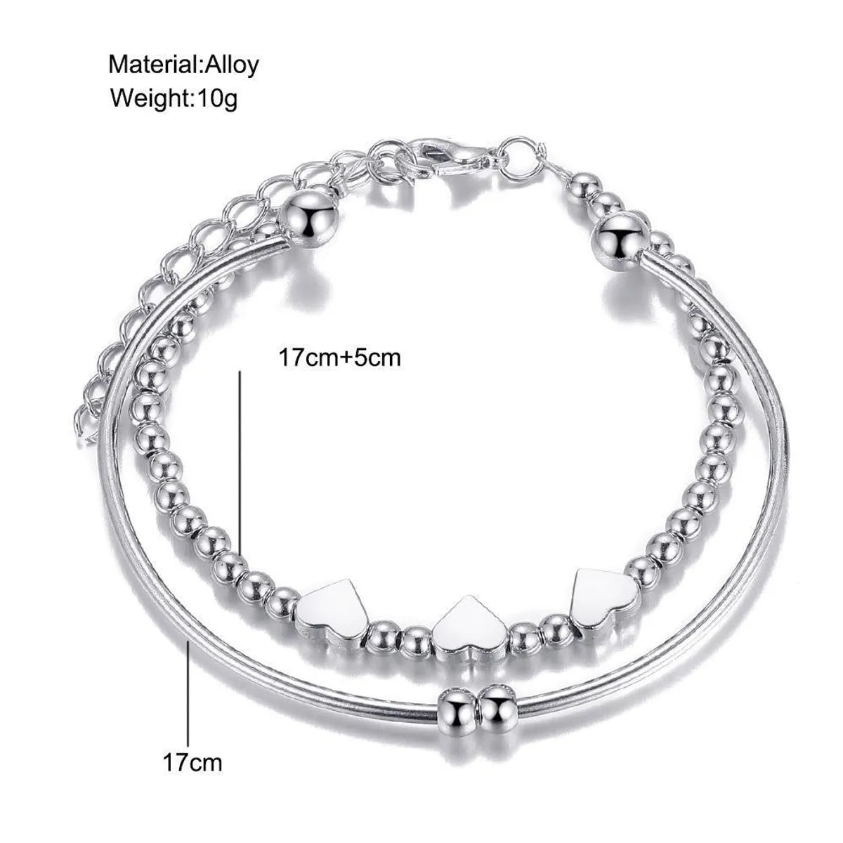 Fashion Heart Shape Alloy Plating Women's Bracelets