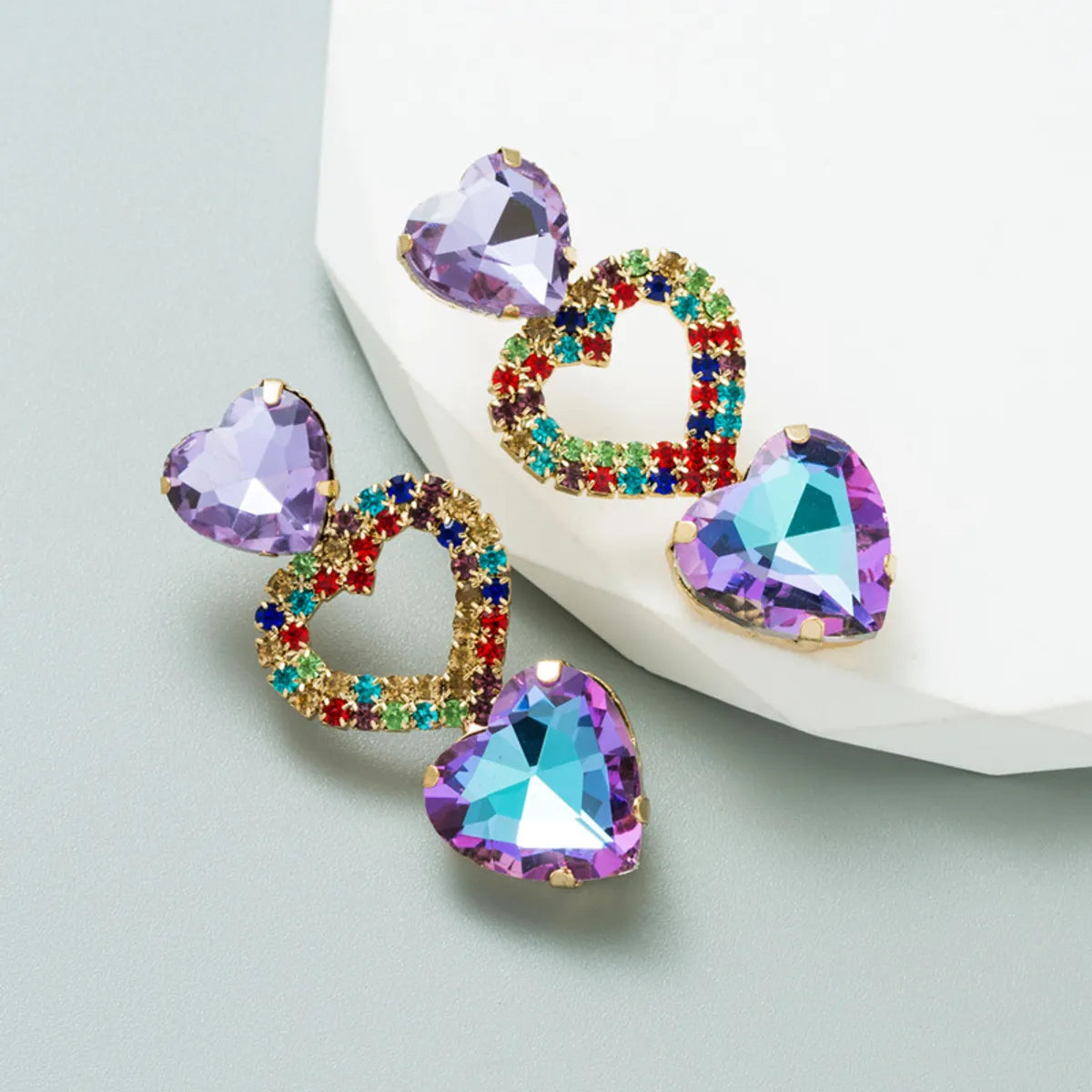 Fashion Heart Shape Alloy Rhinestones Women's Drop Earrings 1 Pair