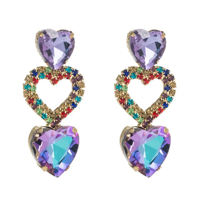 Fashion Heart Shape Alloy Rhinestones Women's Drop Earrings 1 Pair