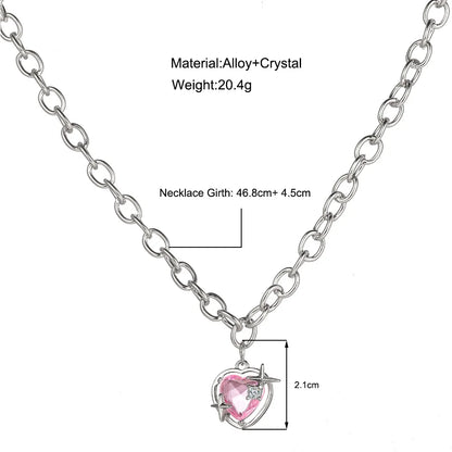 Fashion Heart Shape Artificial Crystal Alloy Plating Inlay Rhinestones Women'S Pendant Necklace 1 Piece