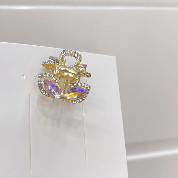 Fashion Heart Shape Bow Knot Alloy Plating Artificial Pearls Rhinestones Hair Claws 1 Piece