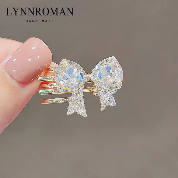 Fashion Heart Shape Bow Knot Alloy Plating Artificial Pearls Rhinestones Hair Claws 1 Piece