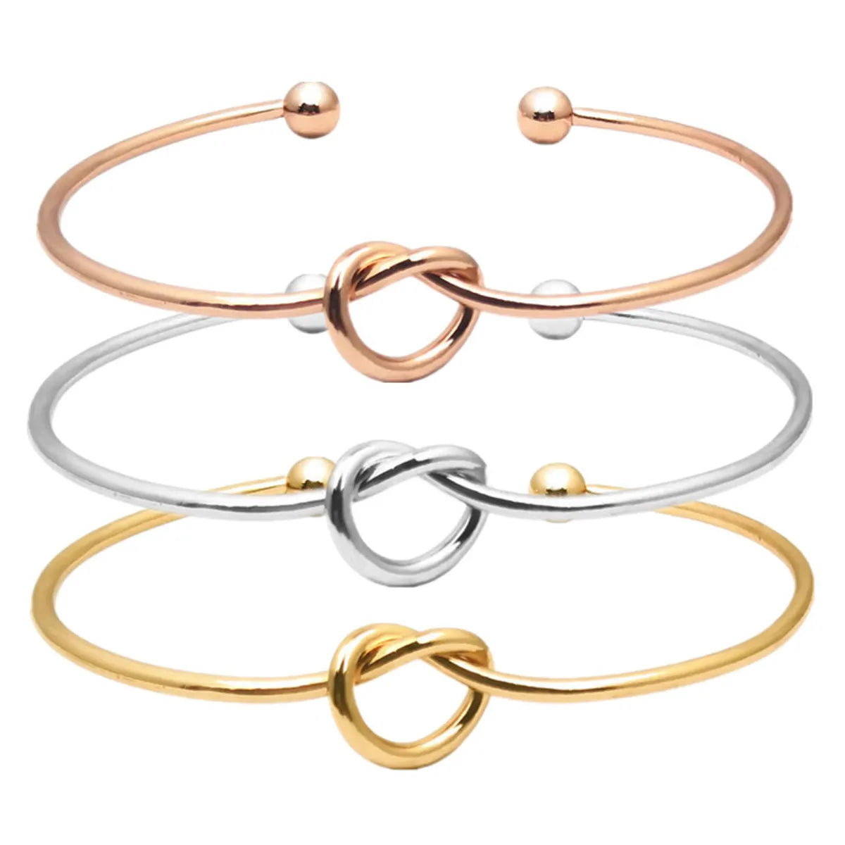 Fashion Heart Shape Bow Knot Metal Women's Bangle 1 Piece