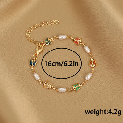 Fashion Heart Shape Butterfly Alloy Inlay Artificial Pearls Rhinestones Women'S Bracelets 1 Piece