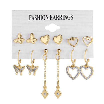 Fashion Heart Shape Butterfly Alloy Plating Artificial Pearls Women'S Earrings