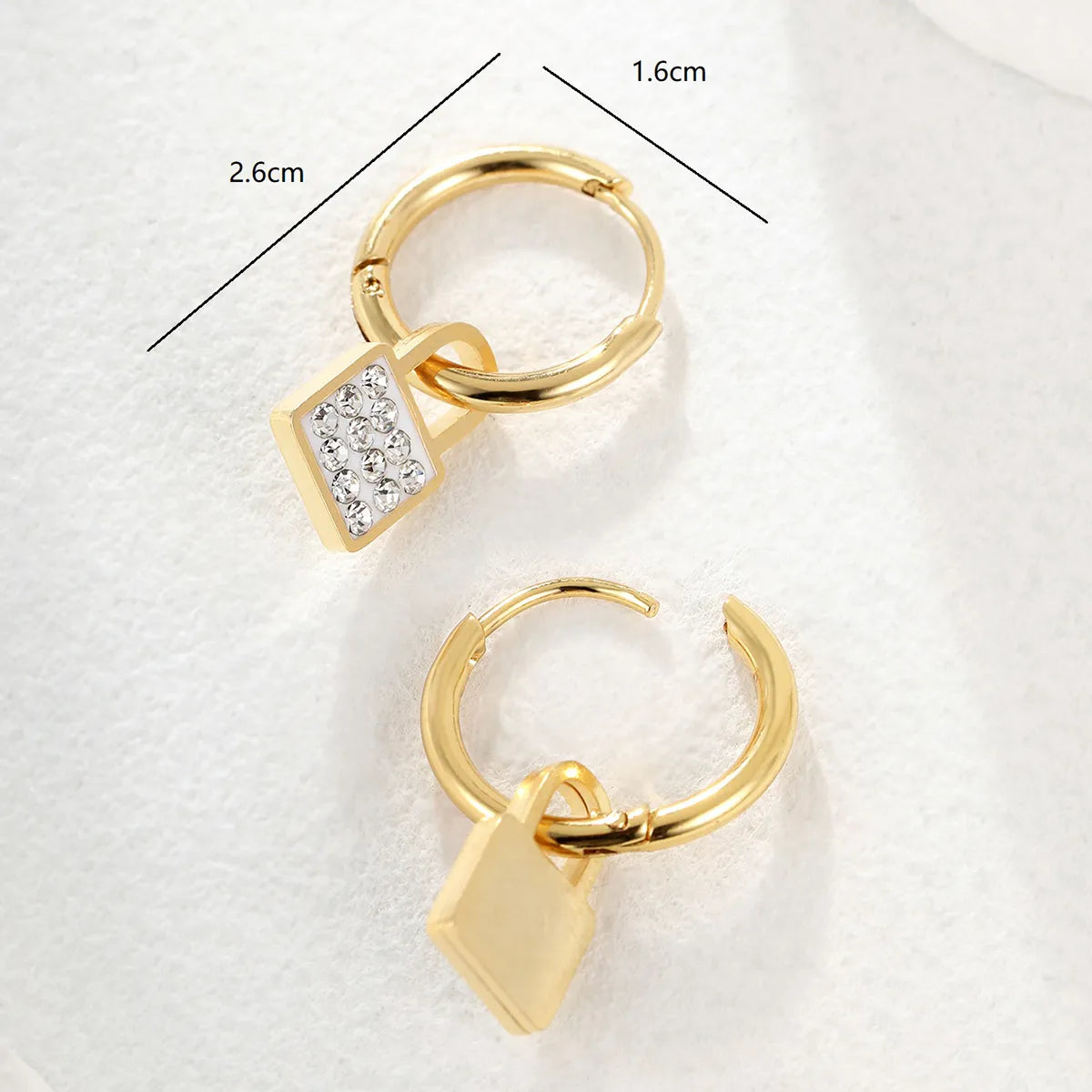 Fashion Heart Shape Butterfly Lock Stainless Steel Plating Zircon Dangling Earrings 1 Pair