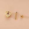 Fashion Heart Shape Butterfly Stainless Steel Ear Studs Plating Zircon Stainless Steel Earrings 1 Piece