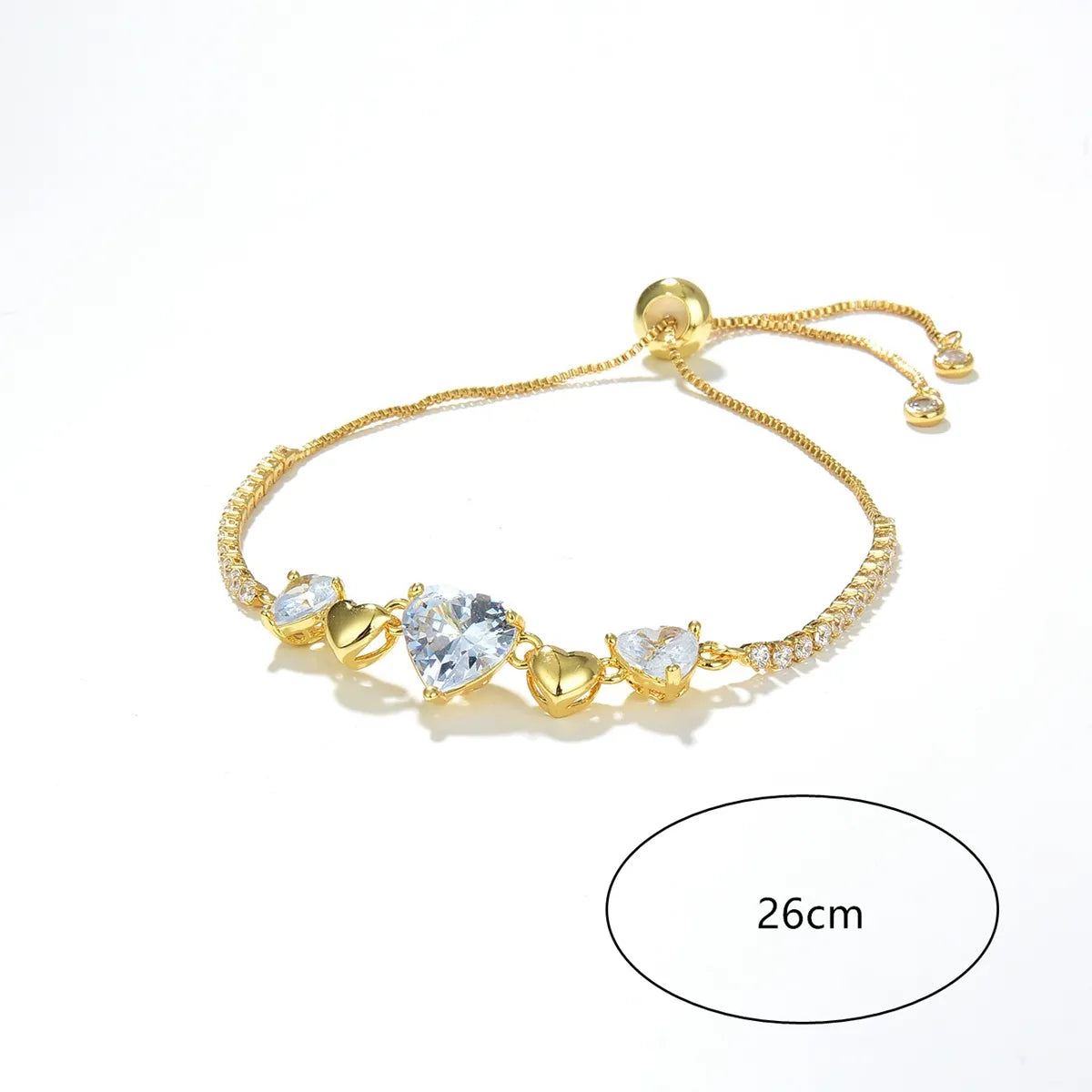 Fashion Heart Shape Copper Bracelets Gold Plated Zircon Copper Bracelets 1 Piece