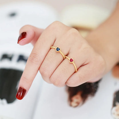 Fashion Heart Shape Copper Gold Plated Zircon Open Ring 1 Piece